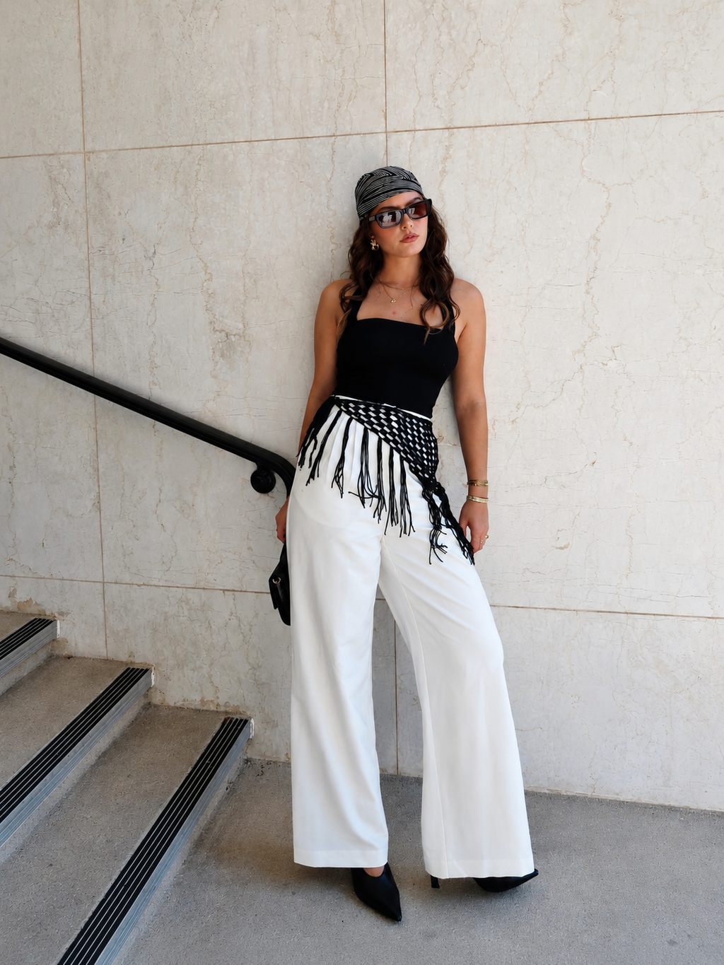 Pantalones de pierna ancha sin cinturón