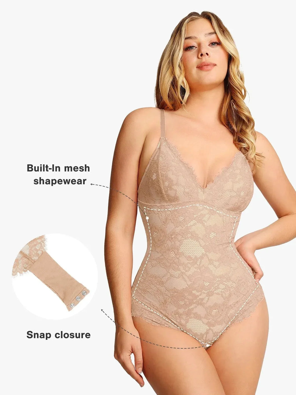 Body tipo tanga Shapewear de encaje completo
