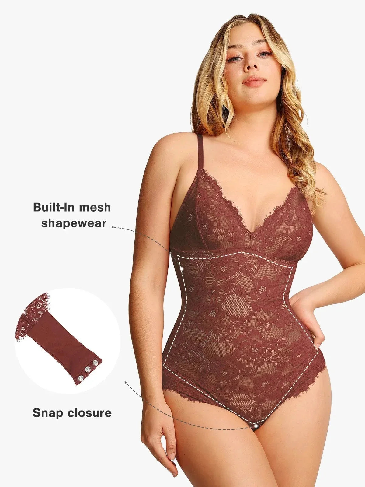 Body tipo tanga Shapewear de encaje completo